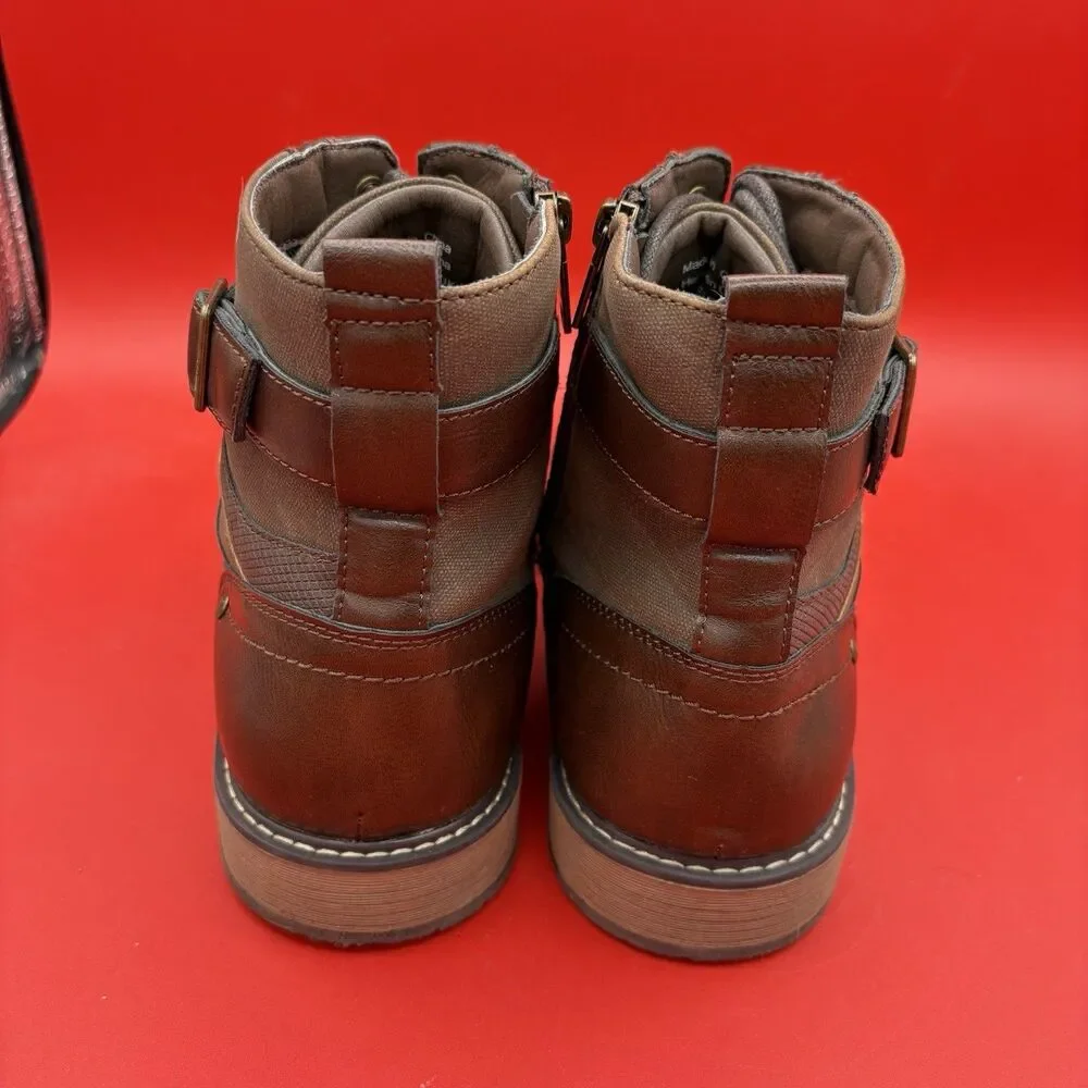 Madden By Steve Madden Ortholite Boots Dark Brown Side Zip Buckle Mens 12